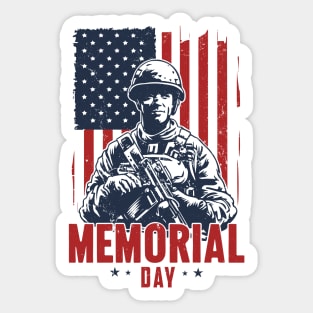 Memorial Day Soldier American Flag Sticker